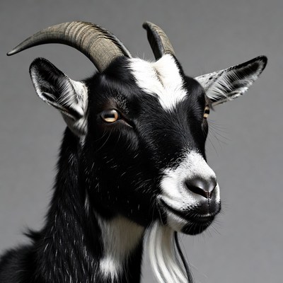 Black and white goat closeup