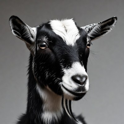 Black and white goat closeup