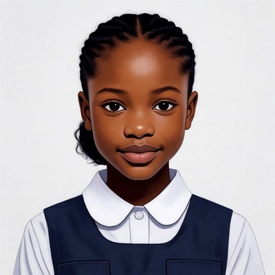 African girl in school uniform