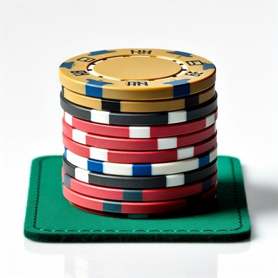Stack of colorful poker chips