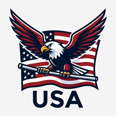 Bald Eagle Gripping American Flag