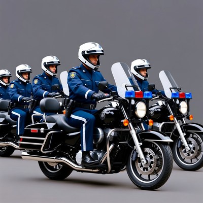 Police officers riding motorcycles