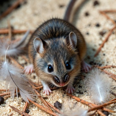 Cute deer mouse with feathers