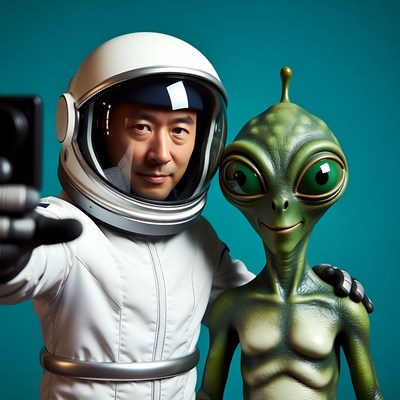 Astronaut Selfie with Alien