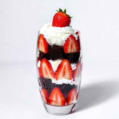 Strawberry Brownie Parfait in Glass