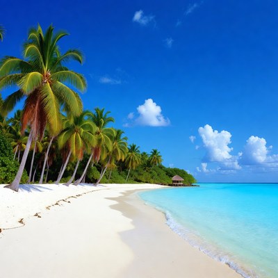 Tropical beach with palm trees