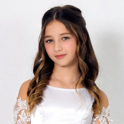Young girl in white lace dress