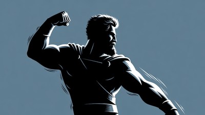 Muscular Viking flexing arm silhouette