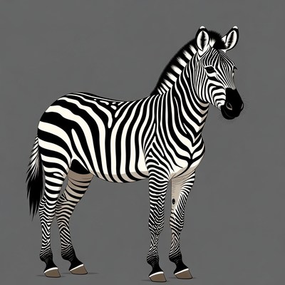 Zebra standing on gray background