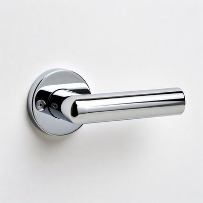 Chrome Door Handle on White Wall