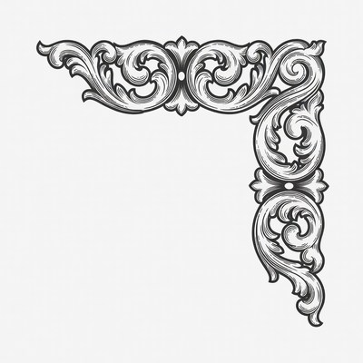 Ornate Victorian Corner Border Illustration