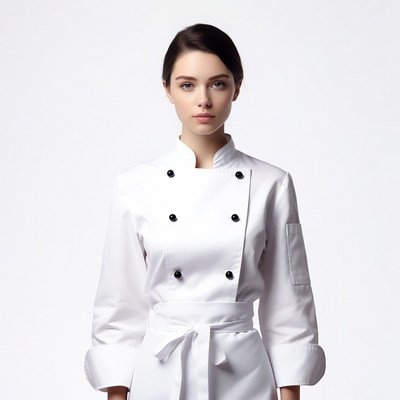 Woman in white chef uniform