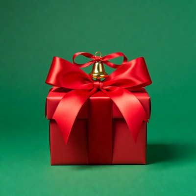 Red Gift Box with Gold Bell Bow