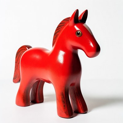 Red wooden toy horse