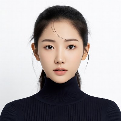 Asian woman in black turtleneck