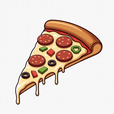 Pizza Slice with Pepperoni and Peppers