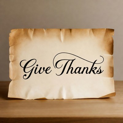 Give Thanks on Parchment Scroll
