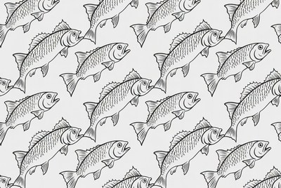 Seamless Bass Fish Pattern Illustration