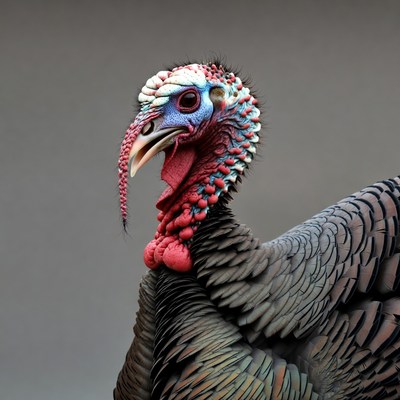 Turkey with colorful head feathers