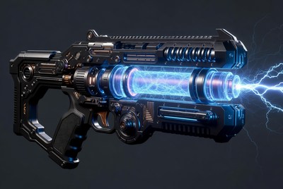 Futuristic Plasma Rifle with Blue Energy