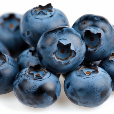 Fresh Blueberries on White Background