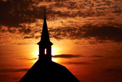 Church silhouette at sunset