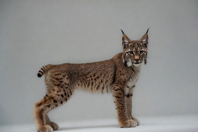 Lynx standing on gray background