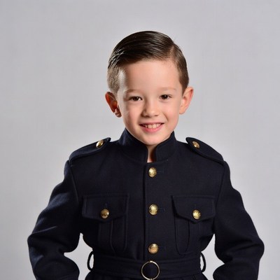 Boy in navy military uniform