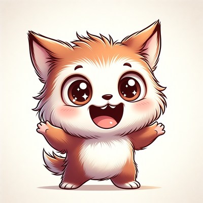 Cute fox illustration smiling happily