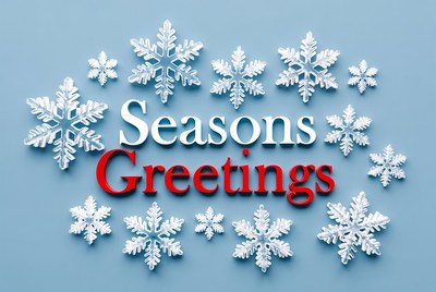 Seasons Greetings with Snowflakes