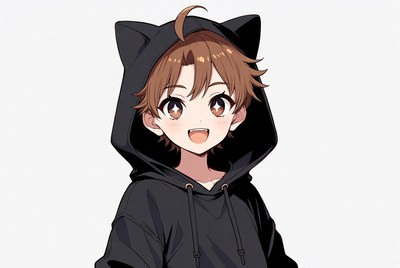 Anime boy in cat ear hoodie