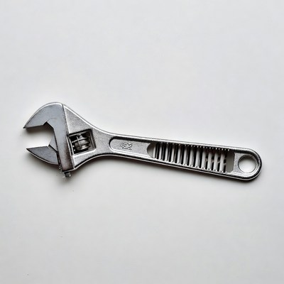 Silver adjustable wrench isolated