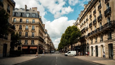 Paris Street with Haussmann Buildings