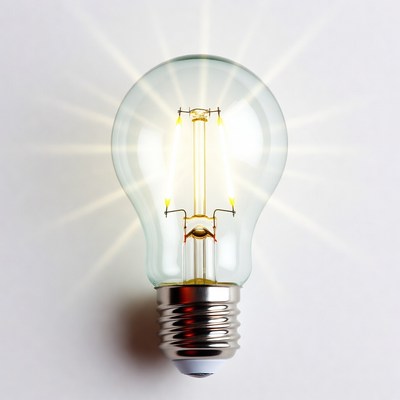 Glowing LED Bulb on White Background