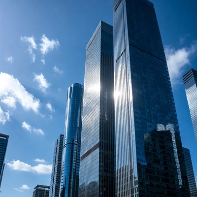 Modern Skyscrapers in Sunny Sky