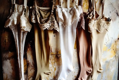 Hanging Lingerie Bras and Stockings