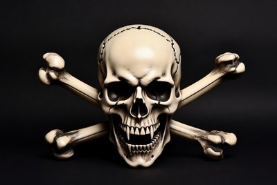 Skull and Crossbones on Black Background