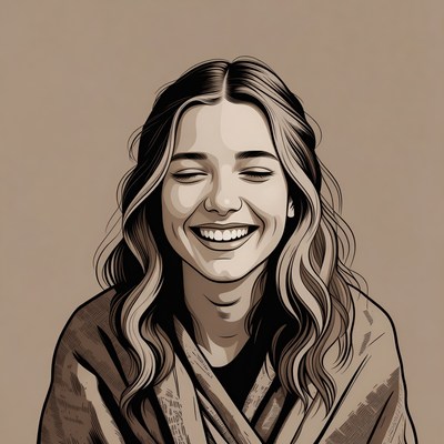 Smiling woman with wavy hair