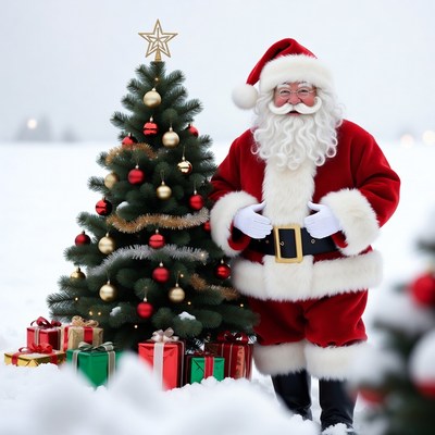 Santa Claus with Christmas Tree