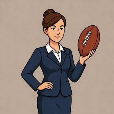Businesswoman holding football
