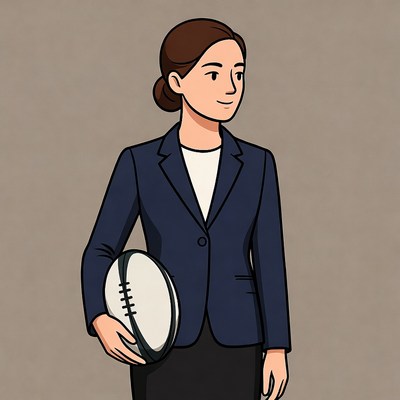 Woman holding rugby ball