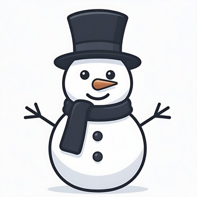 Snowman with Top Hat and Scarf