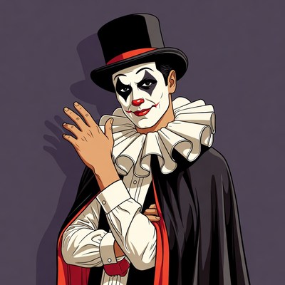 Clown posing with top hat