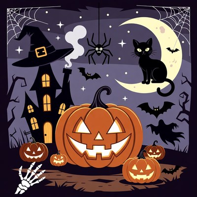 Halloween Haunted House with Pumpkin