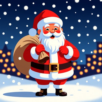 Cartoon Santa Claus holding sack