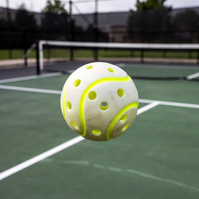 Pickleball Flying Over Court