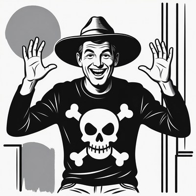 Man in cowboy hat raising hands