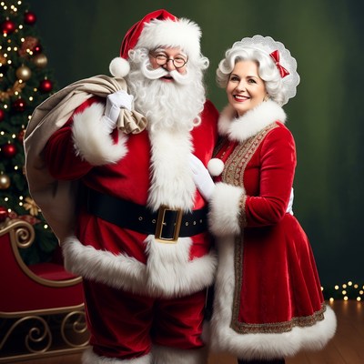 Santa Claus and Mrs. Claus posing together