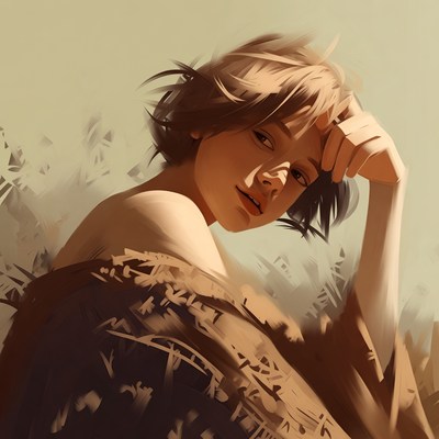 Young woman with tousled hair portrait