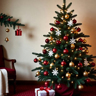 Decorated Christmas Tree with Gifts